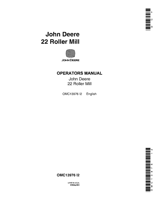 John Deere 22 Roller Mill OMC13976 Operators and Maintenance Manual PDF Download