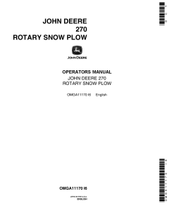 John Deere 270 Rotary Snow Plow OMGA11170 Operators and Maintenance Manual PDF Download