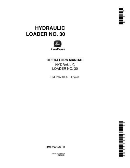 John Deere 30 Farm Loader OMC24553 Operators and Maintenance Manual PDF Download