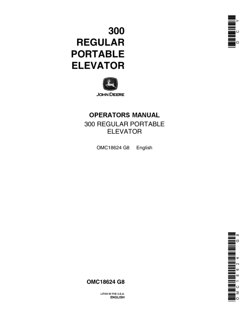 John Deere 300 Regular Portable Elevator OMC18624 Operators and Maintenance Manual PDF Download