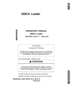 John Deere 300CX Loaders OMW56050 Operators and Maintenance Manual PDF Download