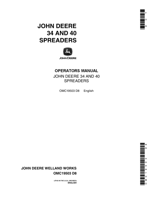 John Deere 34 (-010500), 40 (-006200) Spreaders OMC19503 Operators and Maintenance Manual PDF Download