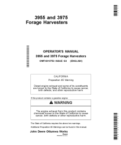 John Deere 3955, 3975 Pull-Type Forage Harvesters OMFH310753 Operators and Maintenance Manual PDF Download
