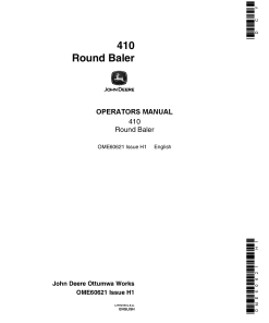 John Deere 410 Round Baler OME60621 Operators and Maintenance Manual PDF Download