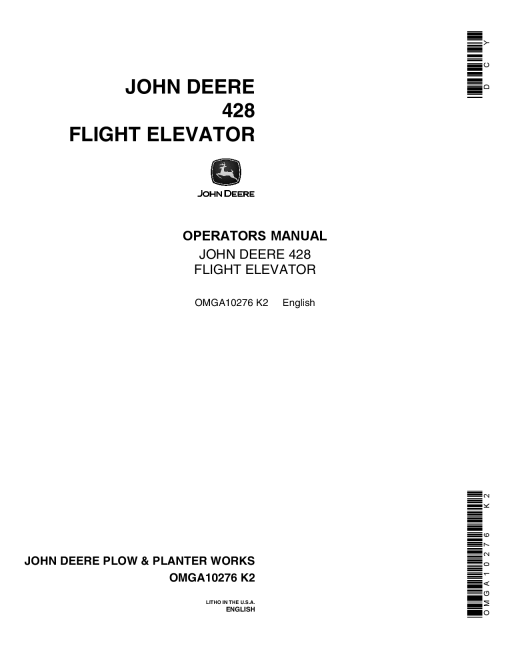 John Deere 428 Flight Elevator OMGA10276 Operators and Maintenance Manual PDF Download