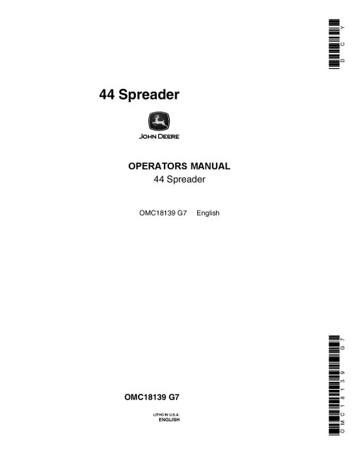 John Deere 44 Manure Spreader OMC18139 Operators and Maintenance Manual PDF Download