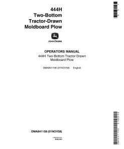 John Deere 444H Two-Bottom Tractor-Drawn Moldboard Plow OMA841158 Operators and Maintenance Manual PDF Download