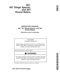 John Deere 467, 4675, 567 Round Balers OME130316 Operators and Maintenance Manual PDF Download