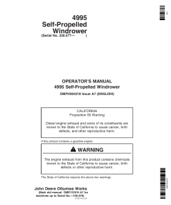 John Deere 4995 Self-Propelled Windrower OMFH304218 Operators and Maintenance Manual PDF Download