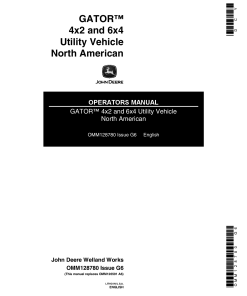 John Deere 4x2 & 6x4 Gator Utility Vehicle North American Edition 4x2 (001000-039279), 6x4 (001000-039285) OMM128780 Operators and Maintenance Manual PDF Download