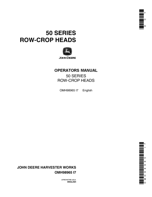 John Deere 50 Series Row-Crop Heads (-350000) OMH98965 Operators and Maintenance Manual PDF Download