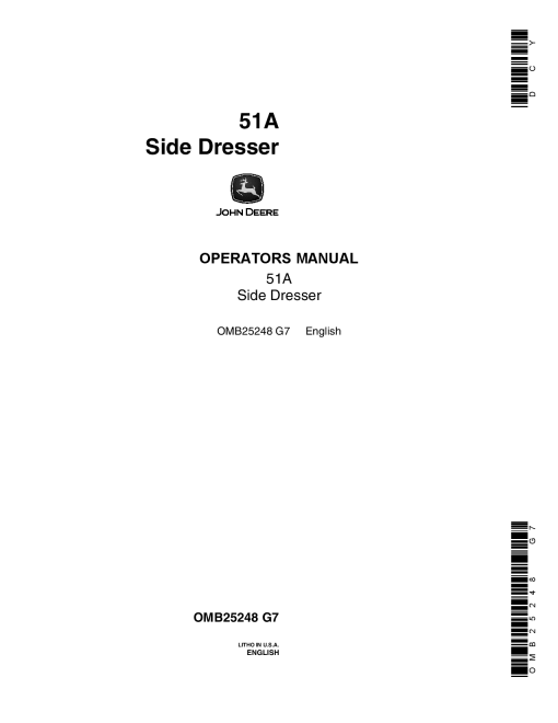 John Deere 51A Side Dresser OMB25248 Operators and Maintenance Manual PDF Download