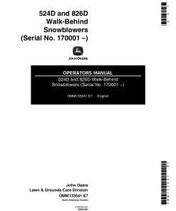 John Deere 5240, 8260 Walk-Behind Snowblower (170001-) OMM133541 Operators and Maintenance Manual PDF Download
