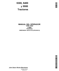 John Deere 5300, 5400 & 5500 Tractors OMER360031 Operators and Maintenance Manual PDF Download