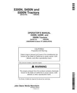 John Deere 5300N, 5400M & 5500N Tractors OMER360019 Operators and Maintenance Manual PDF Download