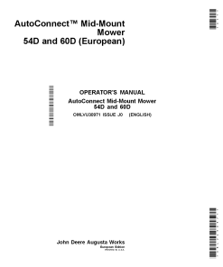 John Deere 54D and 60D AutoConnect Mid-Mount Mower (M010001-) for 2025R Compact Utility Tractors (MY2017-) OMLVU30971 Operators and Maintenance Manual PDF Download