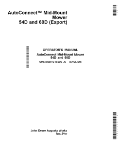 John Deere 54D and 60D AutoConnect Mid-Mount Mower (M010001-) for 2025R Compact Utility Tractors (MY2017-) OMLVU30972 Operators and Maintenance Manual PDF Download