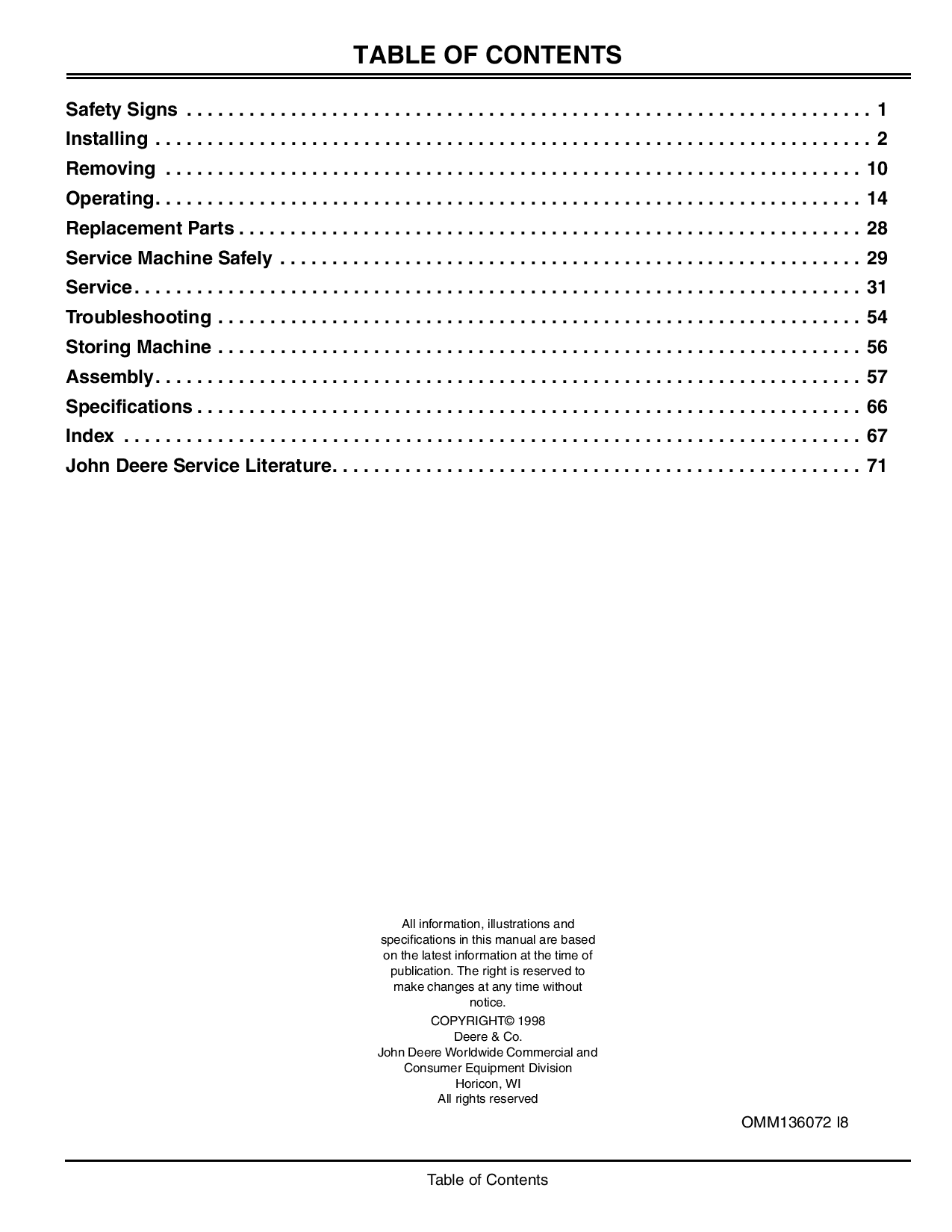 John Deere 60-Inch(160001-) & 72-Inch (170001-) Mid-Mount Mowers for 4200, 4300 & 4400 Compact Utility Tractors OMM136072 Operators and Maintenance Manual PDF Download