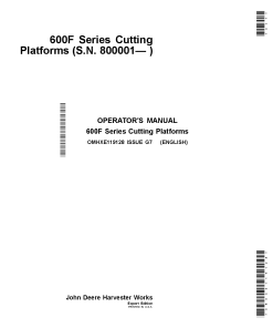John Deere 600F Series Cutting Platforms 620F, 622F, 625F, 630F, 635F OMHXE119128 Operators and Maintenance Manual PDF Download