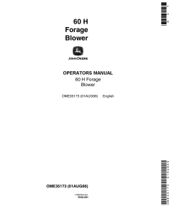 John Deere 60H Forage Blower OME35173 Operators and Maintenance Manual PDF Download