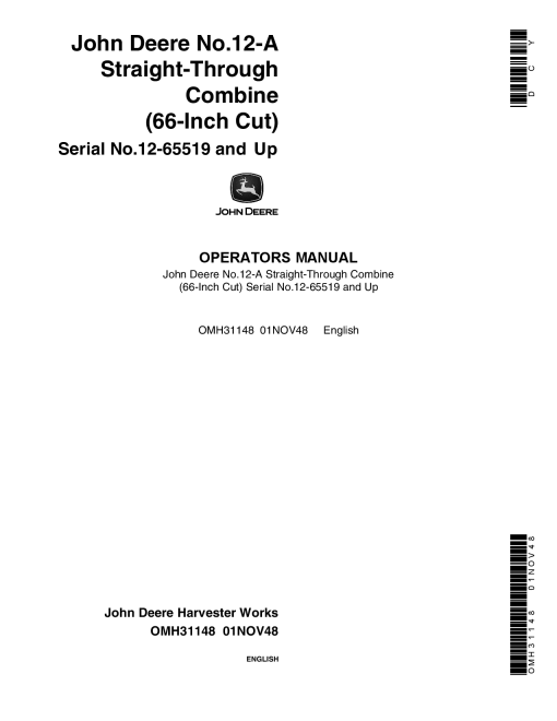 John Deere 615 P Belt Pickup (730000-734999) OMH31148 Operators and Maintenance Manual PDF Download