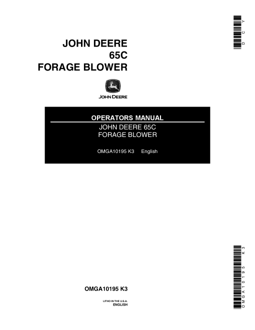 John Deere 65C Forage Blower OMGA10195 Operators and Maintenance Manual PDF Download