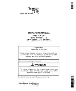 John Deere 7515 Tractor OMCQ72203 Operators and Maintenance Manual PDF Download
