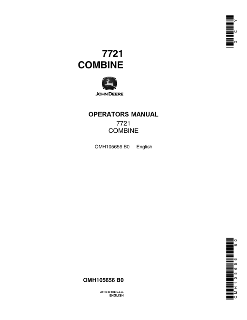 John Deere 7721 Combine OMH105656 Operators and Maintenance Manual PDF Download