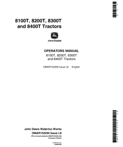 John Deere 8100T, 8200T, 8300T, 8400T Tractors European Edition OMAR152294 Operators and Maintenance Manual PDF Download