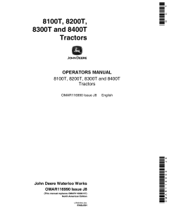 John Deere 8100T, 8200T, 8300T, 8400T Tractors North American Edition OMAR116990 Operators and Maintenance Manual PDF Download