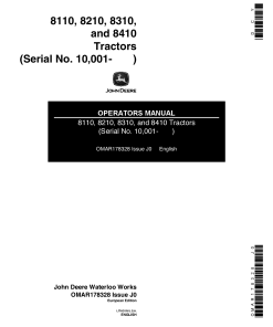 John Deere 8110, 8210, 8310, 8410 Tractors OMAR178328 Operators and Maintenance Manual PDF Download
