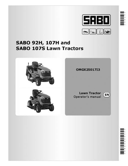 John Deere 92H, 107H &107S Sabo Lawn Tractors Export Edition (050001-058000) OMGX25017 Operators and Maintenance Manual PDF Download