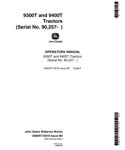 John Deere 9300T, 9400T Tractors OMAR172616 Operators and Maintenance Manual PDF Download