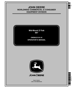 John Deere 997 Mid-Mount ZTrak Mower (010001-) OMDMU21016 Operators and Maintenance Manual PDF Download