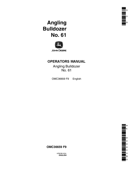 John Deere Angling Bulldozer No. 61 OMC36659 Operators and Maintenance Manual PDF Download