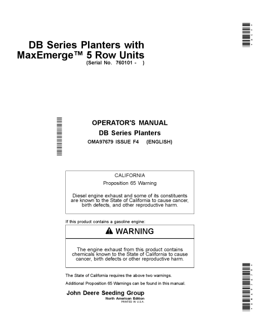John Deere Components for Deere Bauer Planters Worldwide Edition (760101-765100) OMA97679 Operators and Maintenance Manual PDF Download