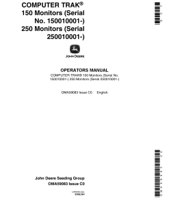 John Deere Computer Trak 250 Seed Monitors OMA59083 Operators and Maintenance Manual PDF Download