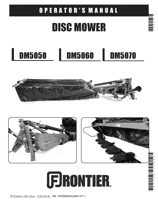 John Deere DM5050, DM5060 & DM5070 Disk Mowers Operators and Maintenance Manual PDF Download
