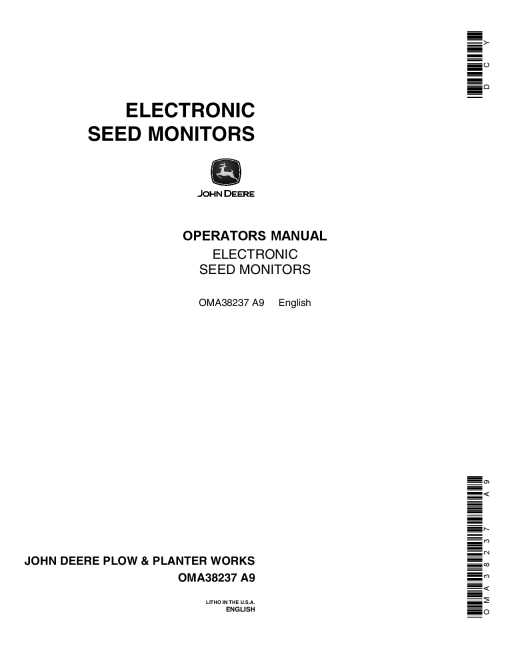 John Deere Electronic Seed Monitor OMA38237 Operators and Maintenance Manual PDF Download