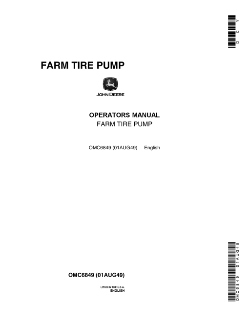 John Deere Farm Tire Pump OMC6849 Operators and Maintenance Manual PDF Download