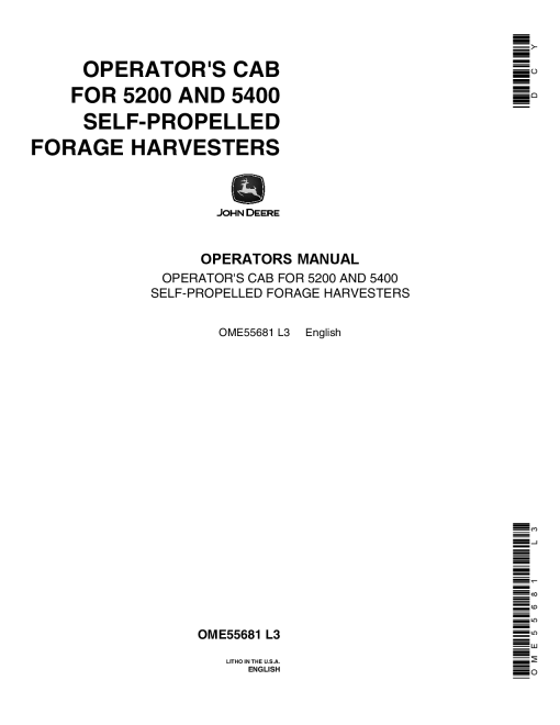 John Deere Forage Harvester Cab OME55681 Operators and Maintenance Manual PDF Download