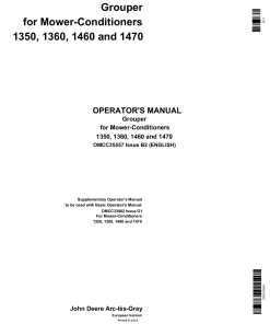 John Deere Grouper Attachment for 1350, 1360, 1460 &1470 Mower-Conditioners OMCC35557 Operators and Maintenance Manual PDF Download