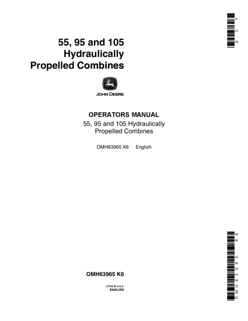 John Deere Hydraulic Propulsion System for 55, 95, 105 Combine OMH63965 Operators and Maintenance Manual PDF Download