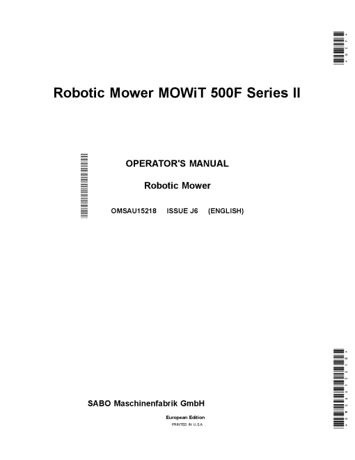 John Deere MOWiT 500F Series II Robotic Mowers Operators and Maintenance Manual PDF Download