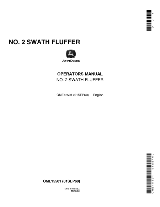 John Deere No. 2 Swath Fluffer OME15501 Operators and Maintenance Manual PDF Download