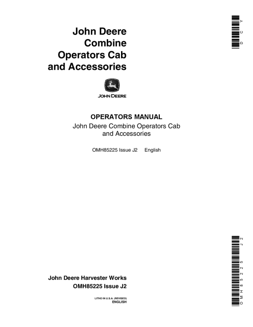 John Deere Operator's Cab and Accessories (1973) OMH85225 Operators and Maintenance Manual PDF Download