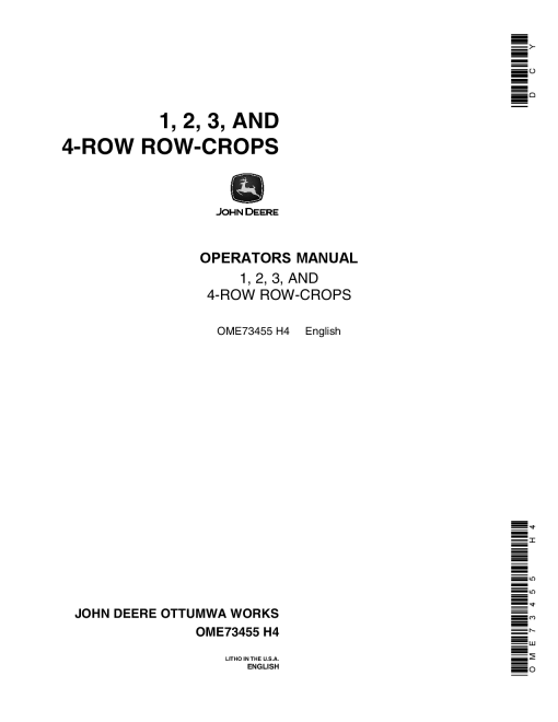 John Deere Row Crops (1-, 2-, 3-, 4-Row) OME73455 Operators and Maintenance Manual PDF Download