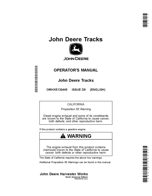 John Deere S760, S780, S770, S790 Combine Tracks OMHXE133445 Operators and Maintenance Manual PDF Download