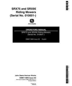 John Deere SRX75, SRX95 Riding Mower (010001-) OMM113855 Operators and Maintenance Manual PDF Download