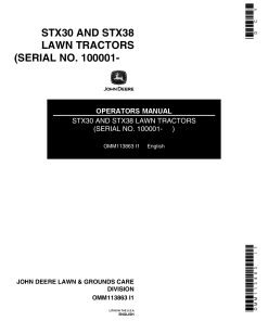 John Deere STX30, STX38 Lawn Tractors (100001-) OMM113863 Operators and Maintenance Manual PDF Download